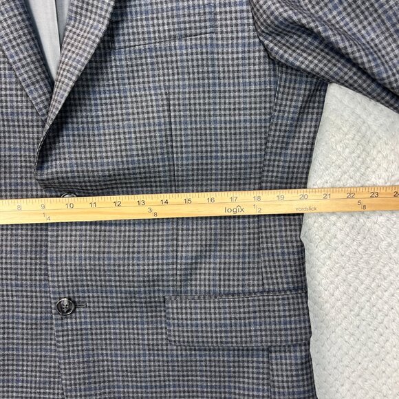 JoS. A. Bank Mens Blazer 1905 Micro Check Blue Gray Wool Traditional Fit Sz 40R - Picture 9 of 15